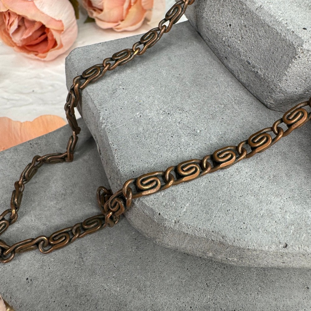 Unique Copper Starburst Pendant Necklace Ornate Chain Statement Jewelry - Picture 3 of 5